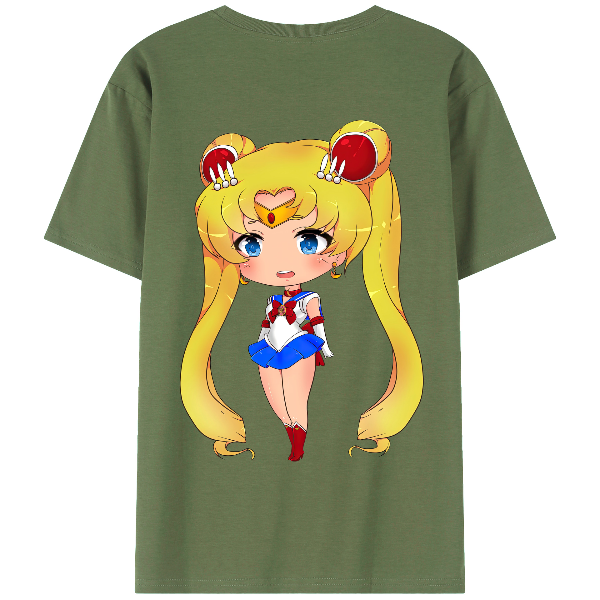 （画像用） 美少女戦士セーラームーン 月野 うさぎ つきの うさぎ Sailor Moon Tsukino Usagi 綿100％ メンズ半袖Tシャツ（バックプリント） 通気性